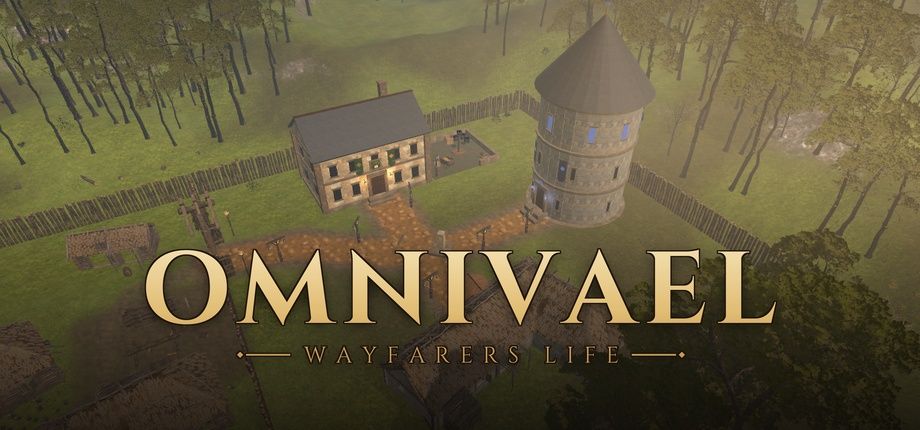 Omnivael: Wayfarers Life key art over a medieval village